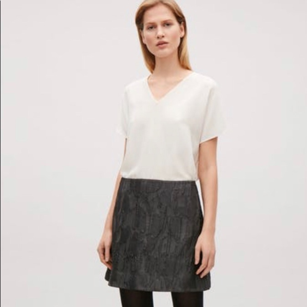 COS short black Jacquard skirt
